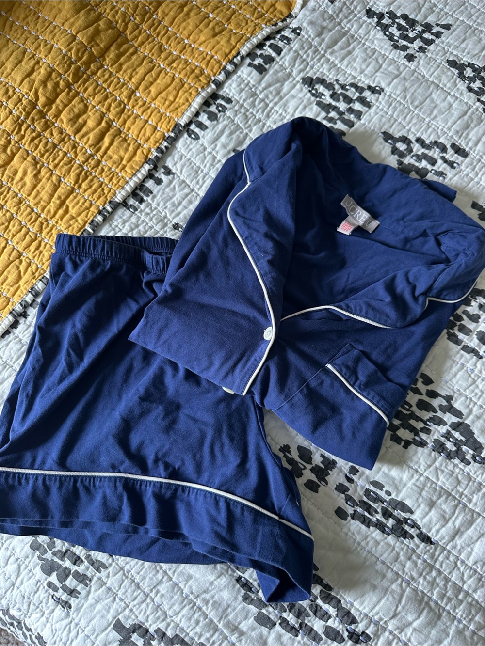 J. Crew Navy Blue Top with Contrast Tag Detail